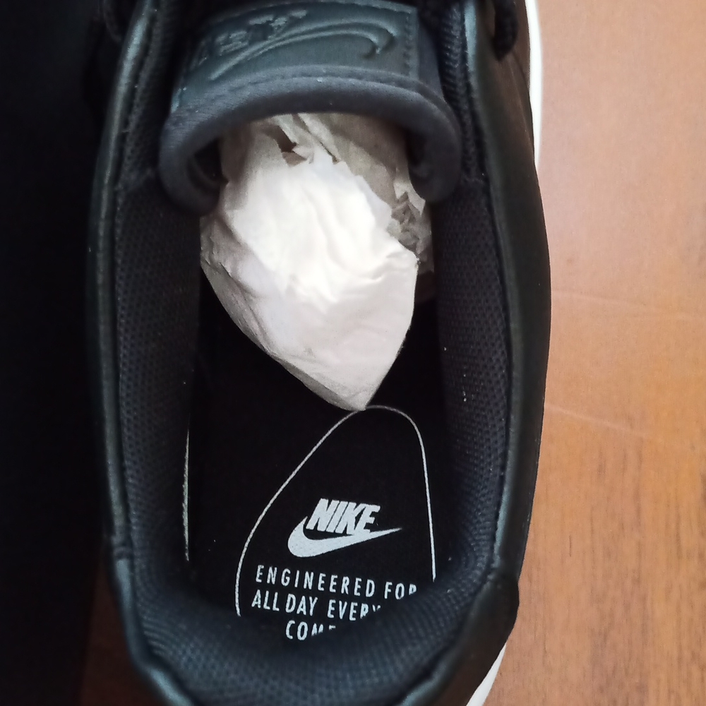 Authentic Nike Air Force 1 black leather with white soles brand new inbox shoes - Picture 9 of 10